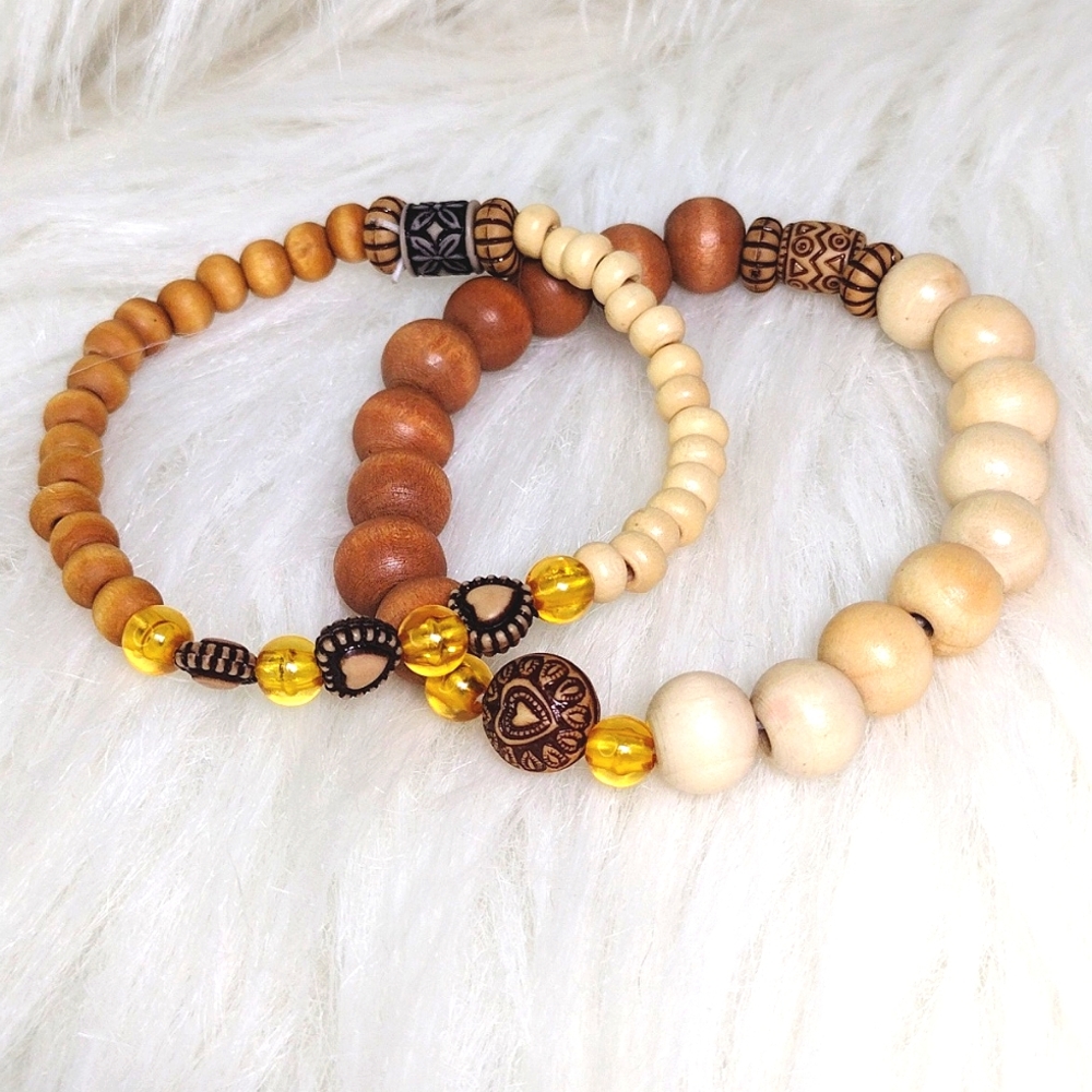 Handmade Wood Stackable Bracelets (2)